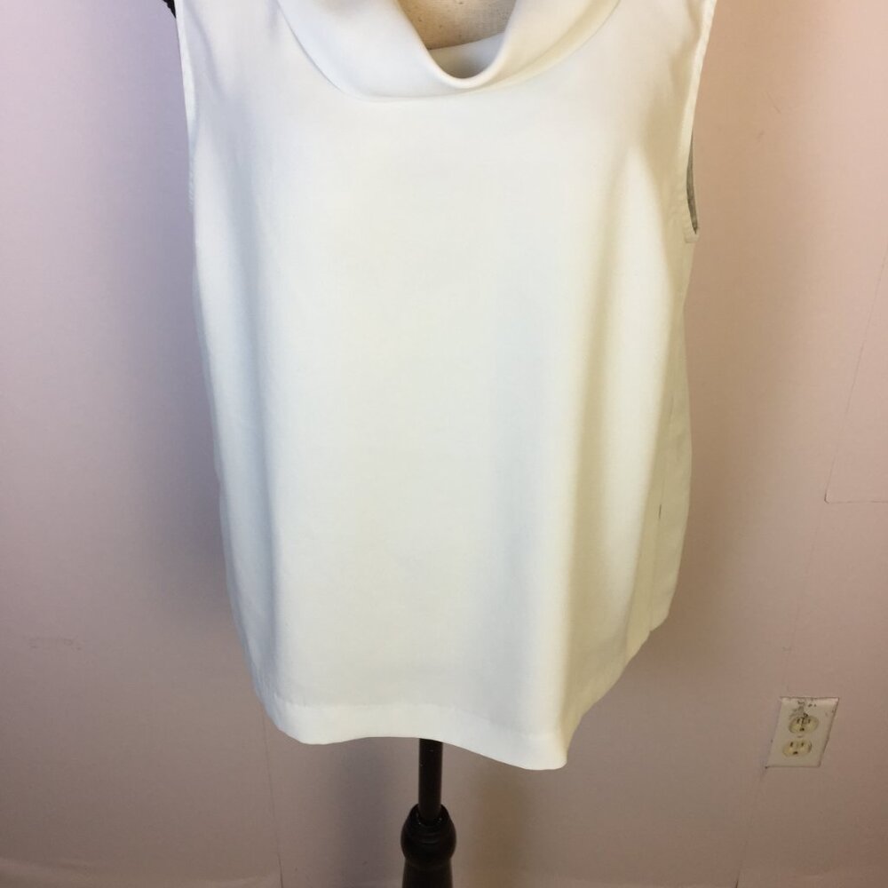 Vince Camuto Blouse Top Size L Womans Light Blue Sleeveless Cowl Neck Chiffon - Picture 5 of 12